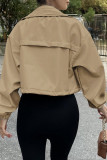 Solid Color Zipper Windbreaker Cardigan Jacket