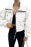 Solid Color Zipper Windbreaker Cardigan Jacket