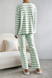 V-neck Striped Shirt and Pants Two-piece Set