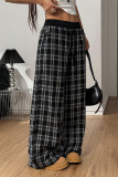 Checkered Printed Sports Straight Leg Pants