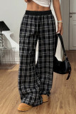 Checkered Printed Sports Straight Leg Pants
