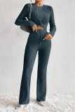 Long Sleeved Shirt Wide Leg Pants Two-piece Set