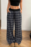 Checkered Printed Sports Straight Leg Pants