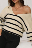 Loose Bow Striped Long Sleeved Sweater