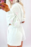 Embroidered Long Sleeve Top and Shorts Two-piece Set
