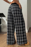 Checkered Printed Sports Straight Leg Pants