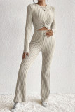 Long Sleeved Shirt Wide Leg Pants Two-piece Set