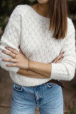 Long Sleeved Backless Lace Knit Sweater