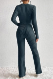 Long Sleeved Shirt Wide Leg Pants Two-piece Set