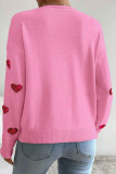 Love Pattern V-neck Long Sleeved Sweater