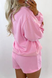 Embroidered Long Sleeve Top and Shorts Two-piece Set