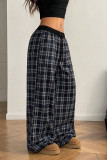 Checkered Printed Sports Straight Leg Pants