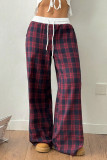 Checkered Printed Sports Straight Leg Pants