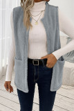Solid Color Sleeveless Cardigan Plush Vest