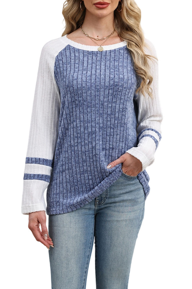 Round Neck Long Sleeved Knitted Sweater