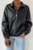 PU Leather Retro Motorcycle Long Sleeve Jacket