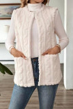 Plush Solid Color Sleeveless Cardigan Vest