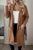 Solid Color Long Sleeved Knitted Cardigan Windbreaker