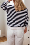 Round Neck Love Striped Long Sleeved Sweater