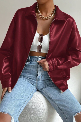 PU Leather Retro Motorcycle Long Sleeve Jacket