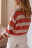 Striped Long Sleeved Round Neck Knitted Sweater