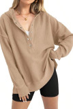 Solid Color Loose Long Sleeved Hooded Sweatshirt