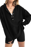Solid Color Loose Long Sleeved Hooded Sweatshirt