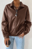 PU Leather Retro Motorcycle Long Sleeve Jacket