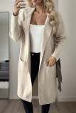 Solid Color Long Sleeved Knitted Cardigan Windbreaker