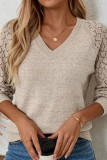 V-neck Hollowed Out Long Sleeved Sweater