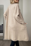 Solid Color Long Sleeved Knitted Cardigan Windbreaker
