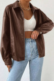 PU Leather Retro Motorcycle Long Sleeve Jacket