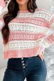 Round Neck Striped Long Sleeved Sweater