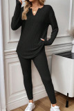 Solid Color Loose Long Sleeved Pants Two-piece Set