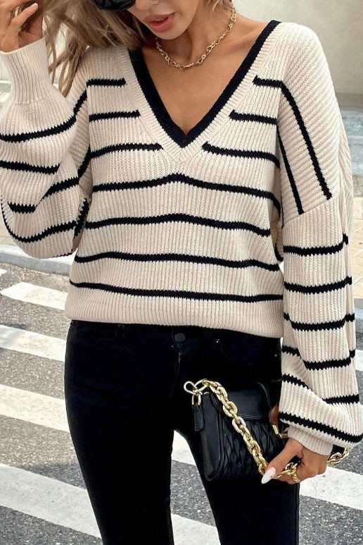 Butterfly Condensation Back Striped Sweater