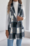 Checkered Print Lapel Sleeveless Vest