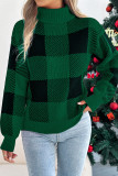 Checkered Lantern Long Sleeved High Necked Sweater