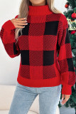 Checkered Lantern Long Sleeved High Necked Sweater