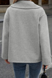 Suit Collar Solid Color Cardigan Woolen Jacket