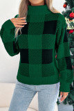 Checkered Lantern Long Sleeved High Necked Sweater