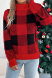 Checkered Lantern Long Sleeved High Necked Sweater