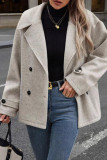 Suit Collar Solid Color Cardigan Woolen Jacket