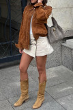 Suede Texture Pilot Long Sleeved Jacket