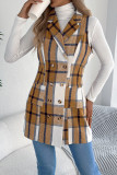 Checkered Print Lapel Sleeveless Vest