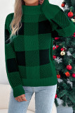 Checkered Lantern Long Sleeved High Necked Sweater
