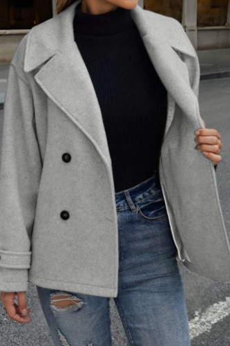 Suit Collar Solid Color Cardigan Woolen Jacket