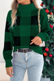 Checkered Lantern Long Sleeved High Necked Sweater