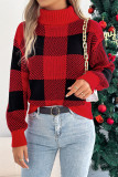 Checkered Lantern Long Sleeved High Necked Sweater