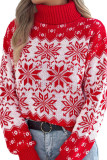 Christmas Snowflake Print High Neck Sweater