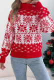 Christmas Snowflake Print High Neck Sweater